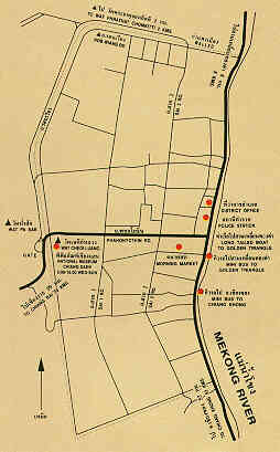 Map of Chiang Saen Town, Chiangrai Province, Northern Thailand. (14.4 K)  Presented by Thailand online